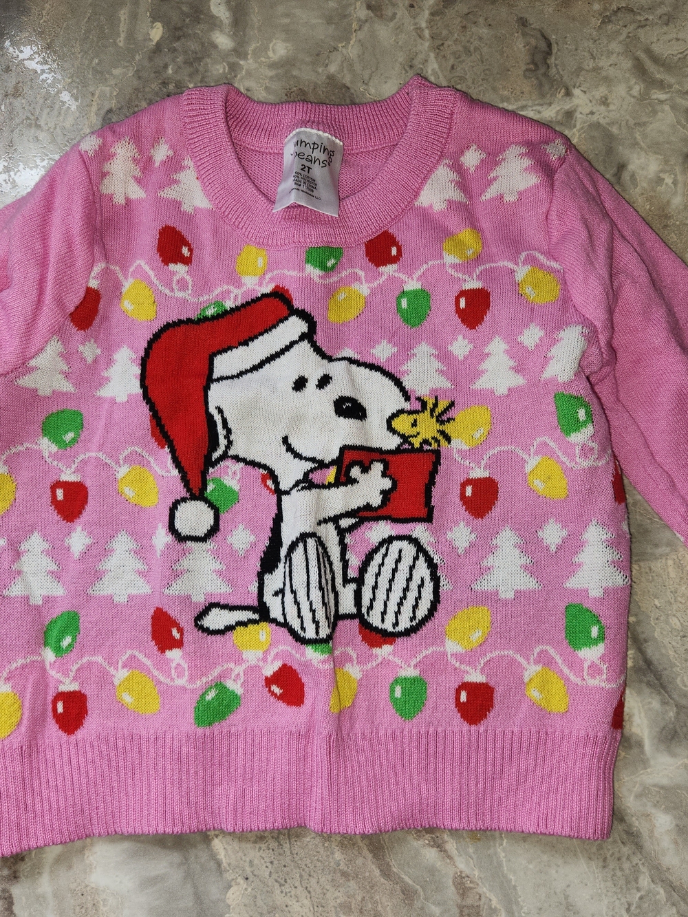 jumping beans Pink Snoopy  Holiday Sweater with Festive Lights